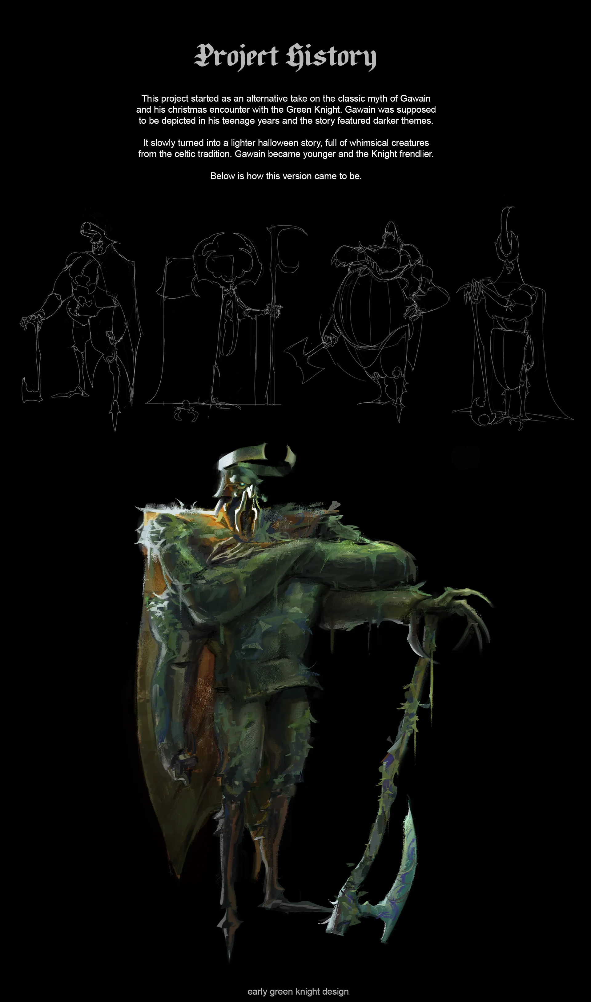 fifth part of this portfolio, charachter design of the green knight